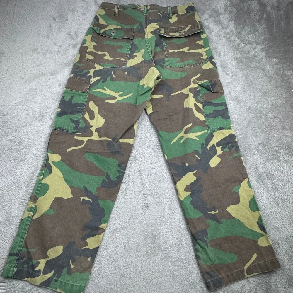 Vintage Cargo Pants Mens 31x28 Green Camo Good 90s Woodland Military Utility
